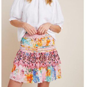 Anthropologie Bhanuni by Jyoti Pomelo Tiered Mini Flowy Skirt Size Medium
